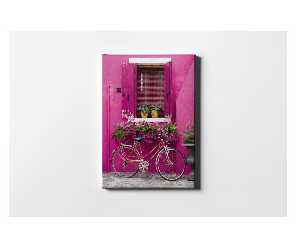Tablou Pink Window And Bicycle 50×70 cm – CASBERG, Multicolor CASBERG